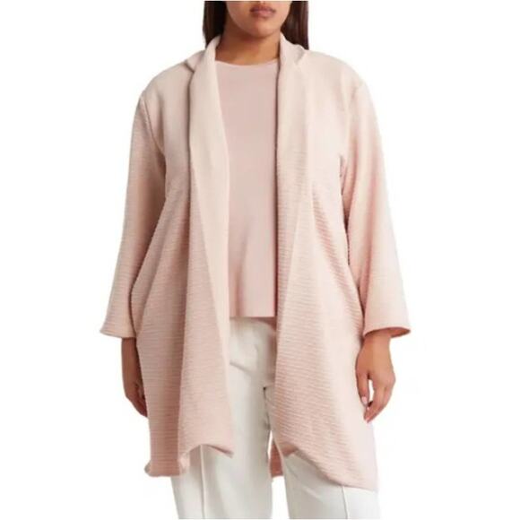 New T TAHARI Women's Cream Textured Open Front Jacket Size S - Picture 1 of 7